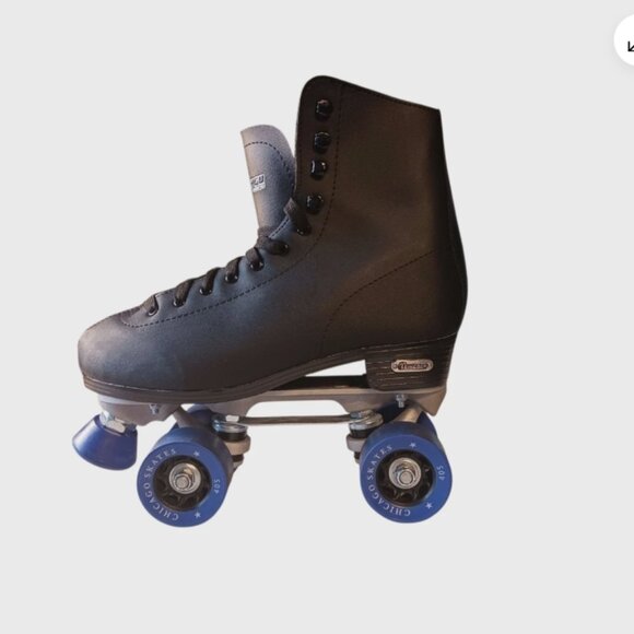 Roller Skates Mens Size 7 Chicago Leather Quad Lace-Up 405 Blue Wheels 8601K - Picture 3 of 13